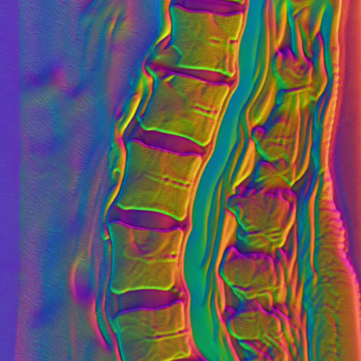 脊柱 MRI surface normal-style map